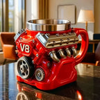 Taza original con forma de motor V8