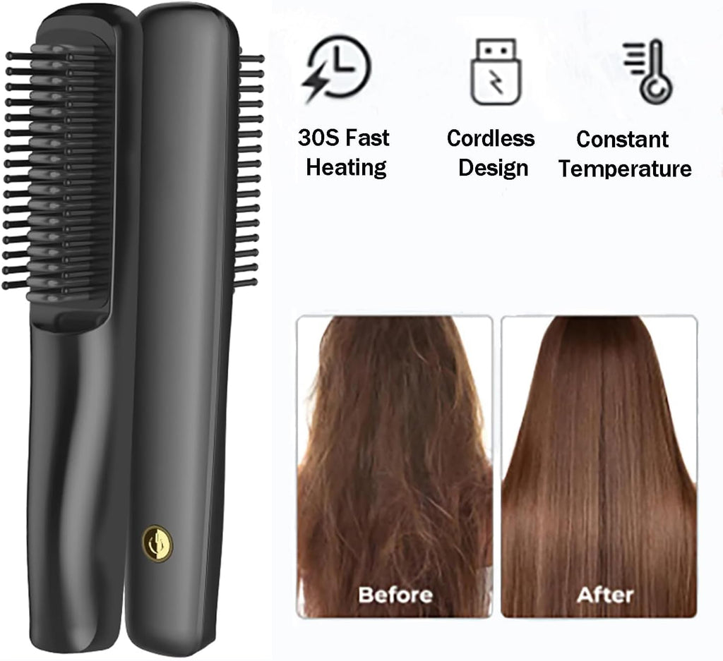 Pettine cordless riscaldato per lisciare la barba con tecnologia ionica