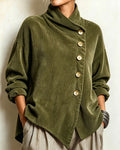 Women’s Asymmetric Button Cowl Neck Top