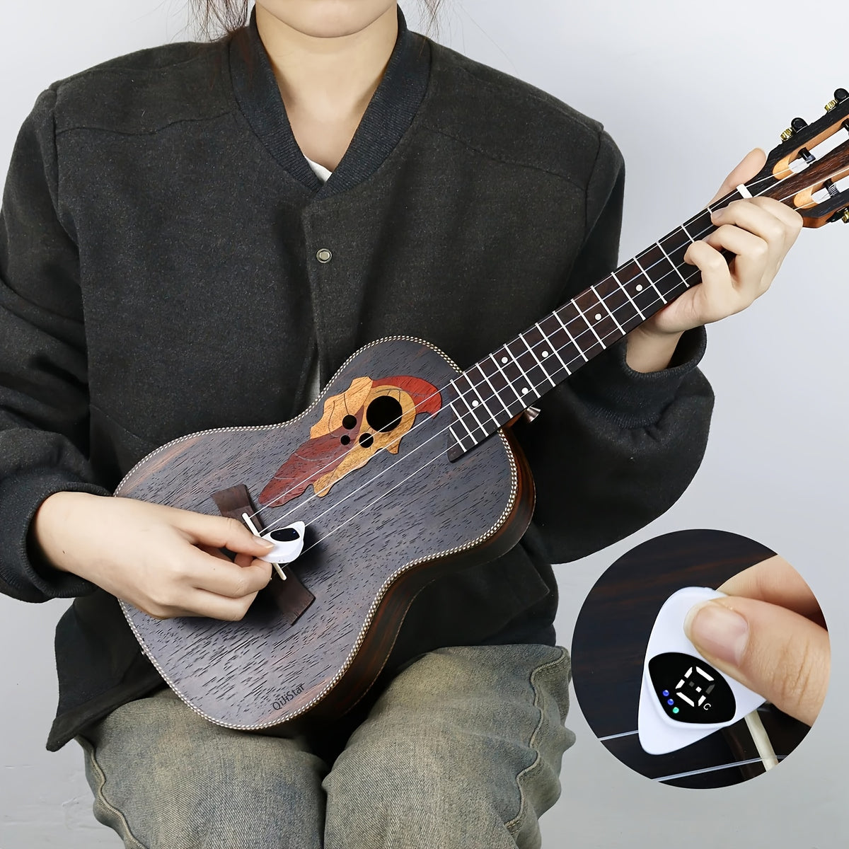 Púa afinadora digital para guitarra