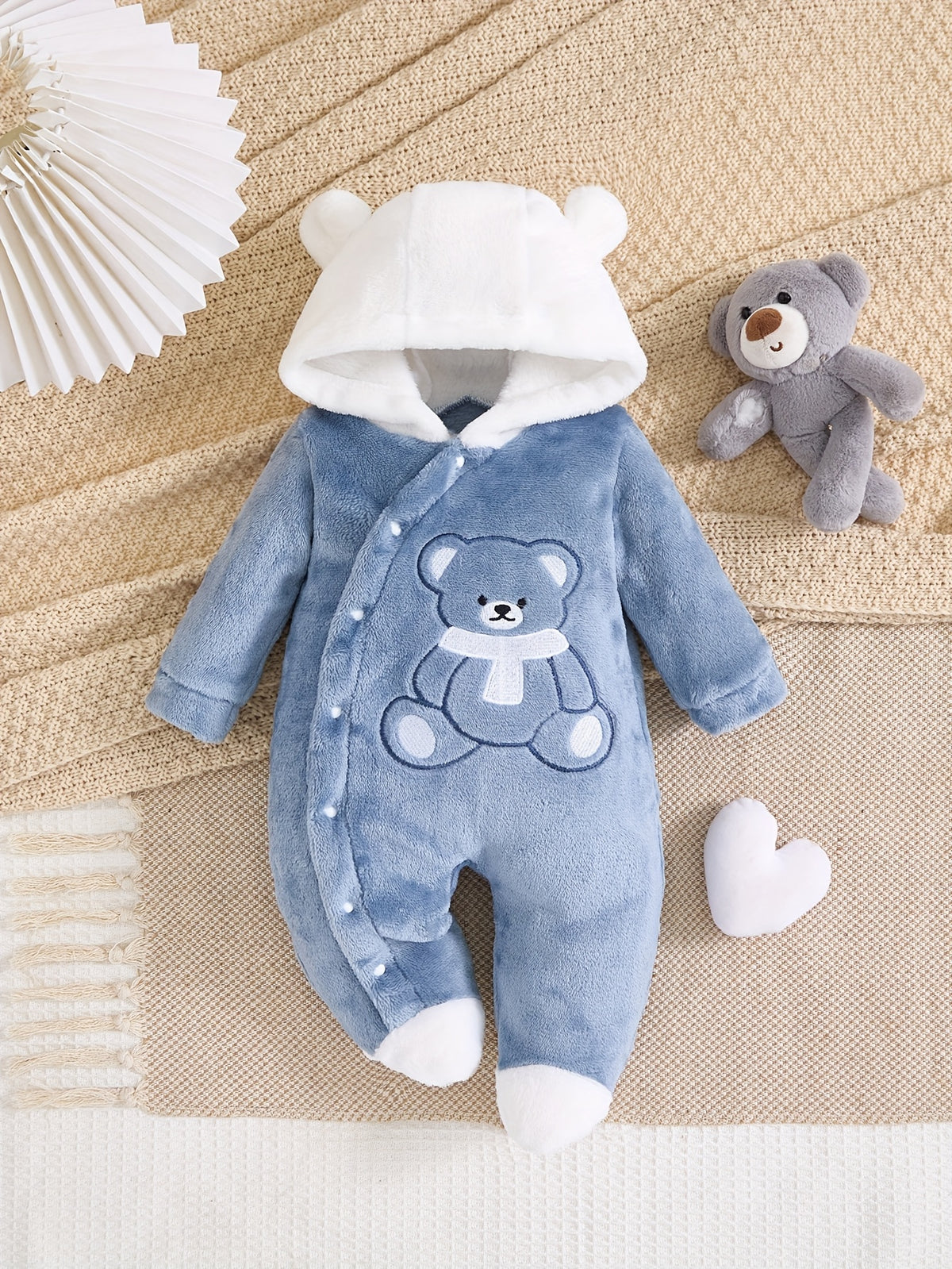 Baby Bear Hooded Fleece Romper