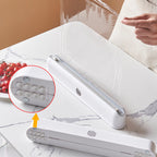Magnetischer Frischhaltefolienspender aus Kunststoff mit Schiebeschneider
