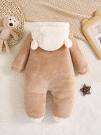 Combinaison polaire à capuche pour bébé avec motif ourson