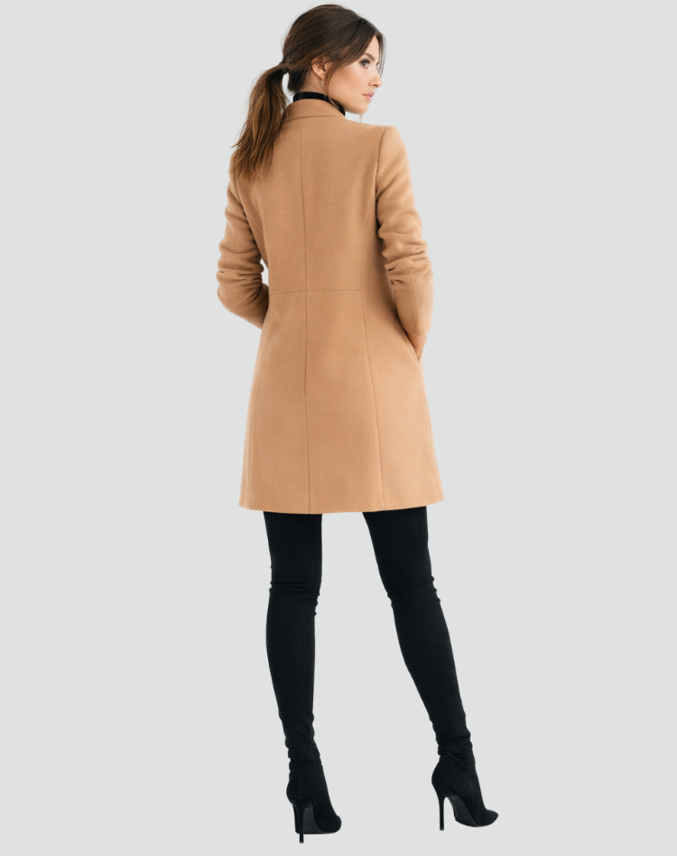 Manteau mi-long ajusté pour femme avec coupe structurée élégante