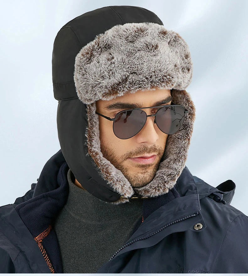 Faux Fur-Lined Winter Trapper Hat