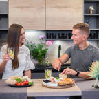 Plateau à fromage rotatif en acacia avec set de couteaux