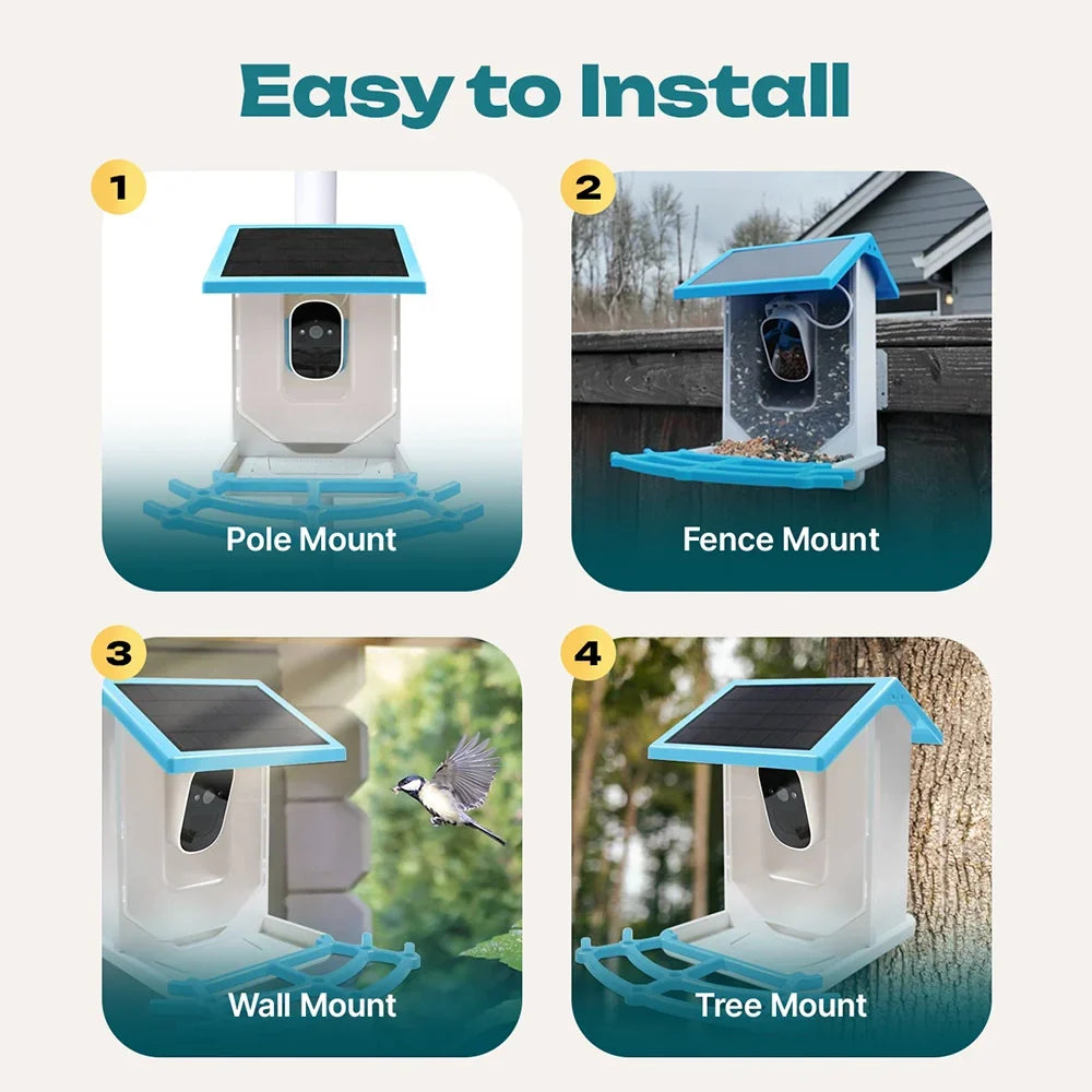 Solar Smart Bird Feeder with HD Camera