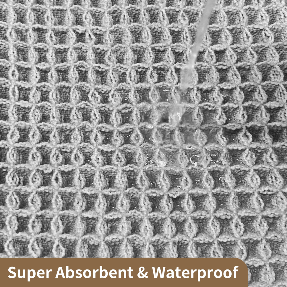 Vaffel-bademåtte med absorberende mikrofiber og skridsikker bagside