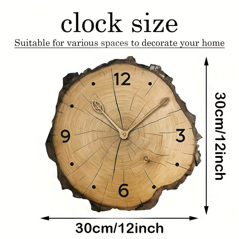 Reloj de pared rústico con forma de rodaja de árbol