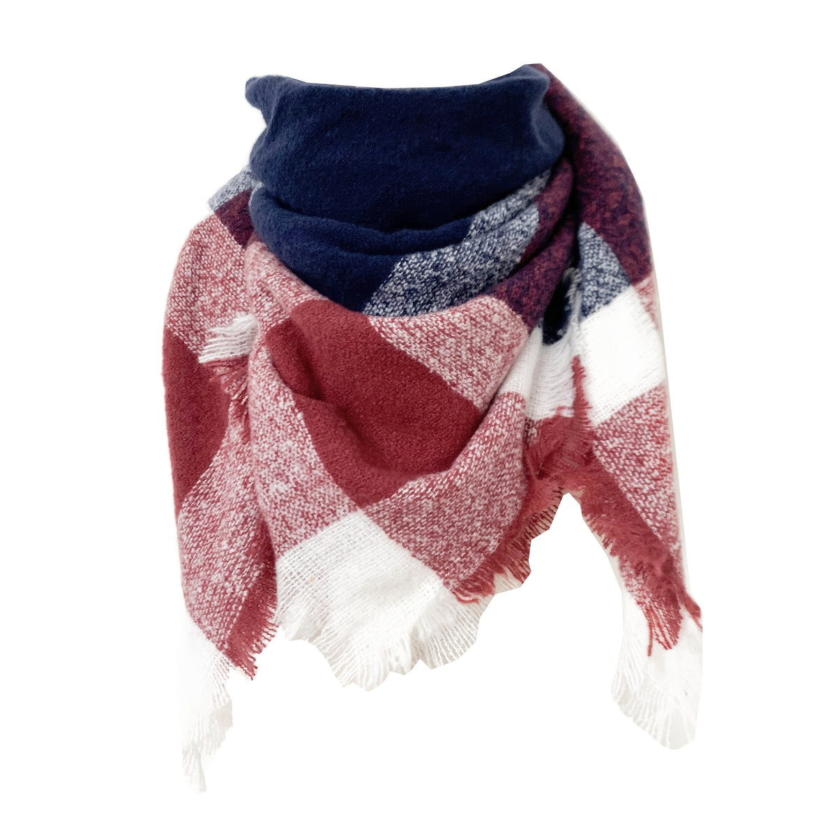 Plaid Fringed Blanket Scarf