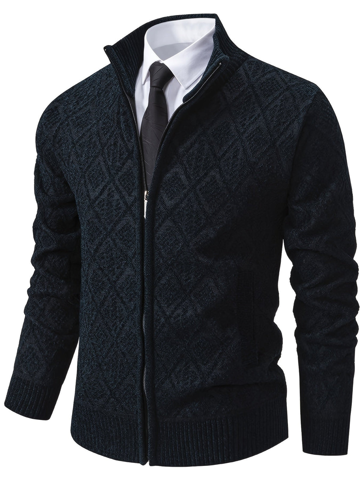 Men’s Geometric Zip-Up Cardigan