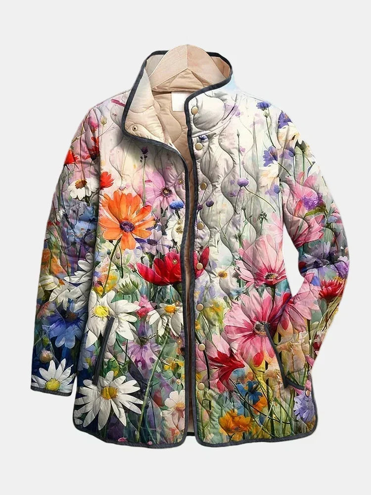 Chaqueta acolchada floral para mujer