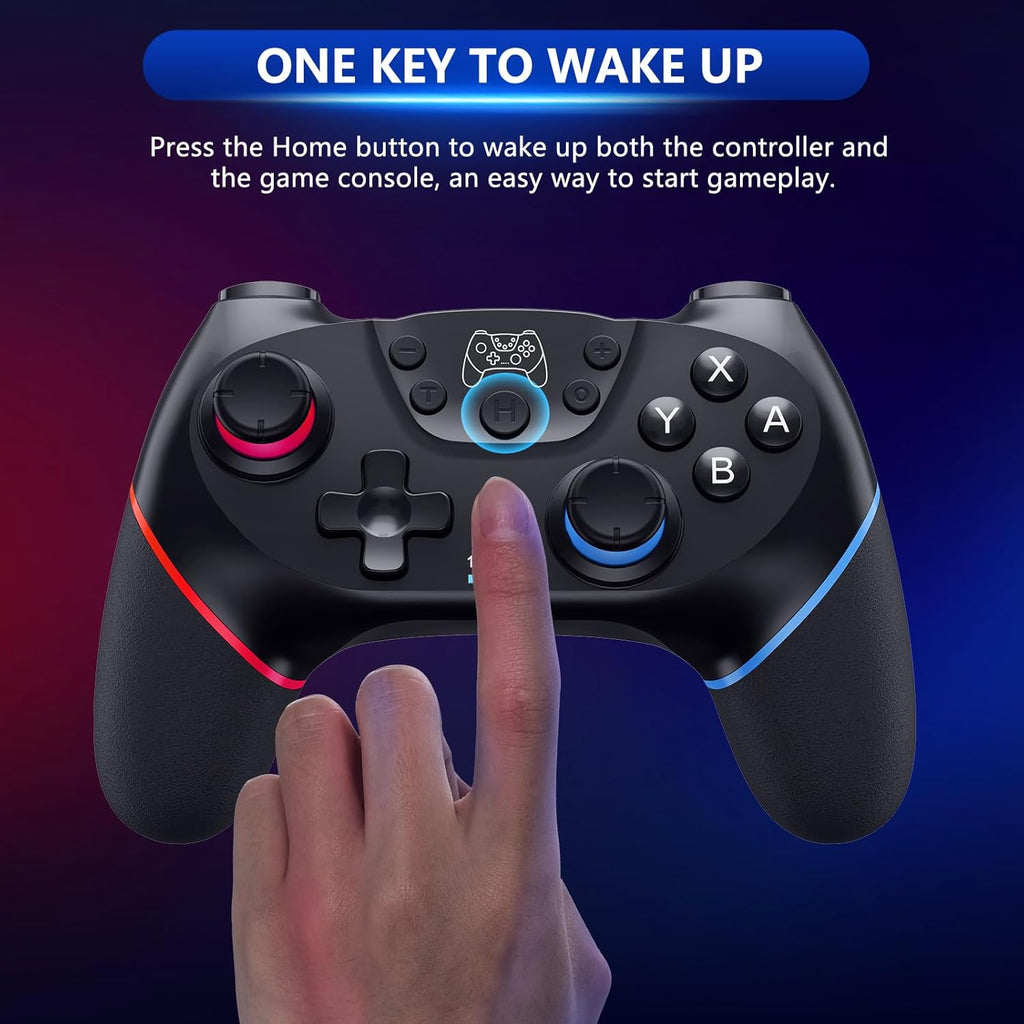 Control de juego ergonómico de estilo inalámbrico con dos joysticks y cable de carga USB