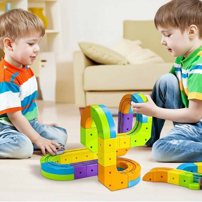Set interattivo per costruire piste con cubi