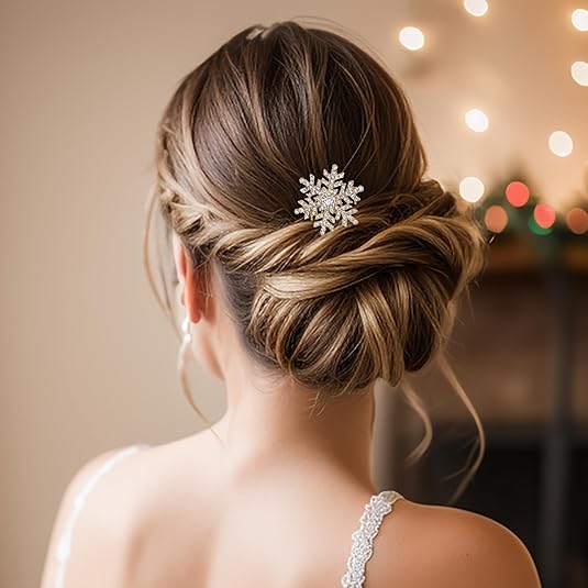 Haarkamm mit Strass-Schneeflocke