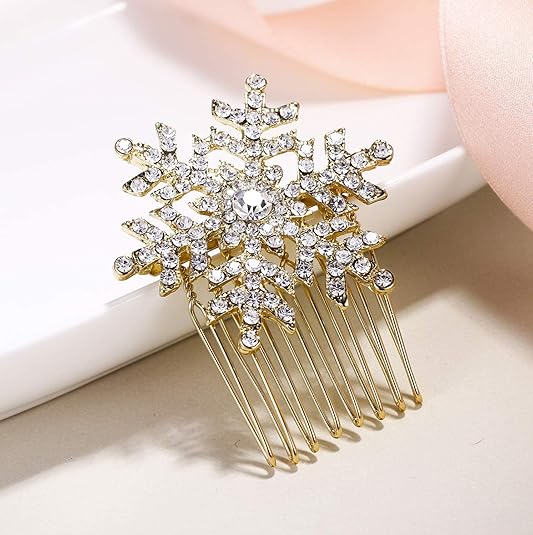 Haarkamm mit Strass-Schneeflocke