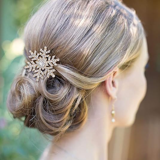 Haarkamm mit Strass-Schneeflocke