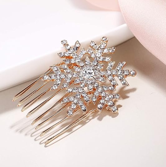 Haarkamm mit Strass-Schneeflocke