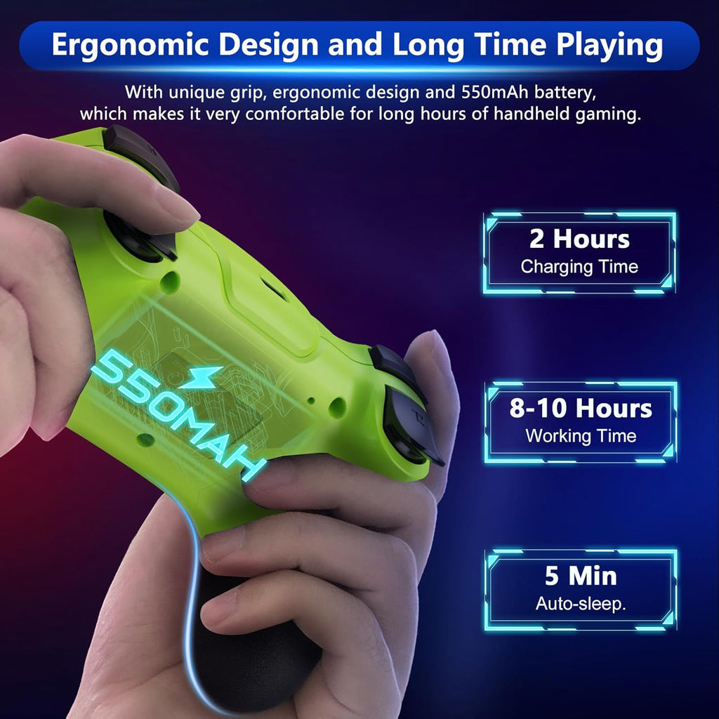 Control de juego ergonómico de estilo inalámbrico con dos joysticks y cable de carga USB