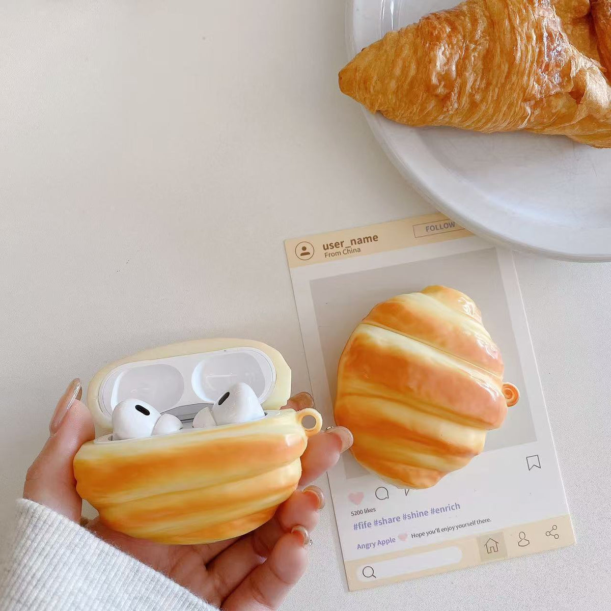 Croissant-Shaped Earbud Case Cover