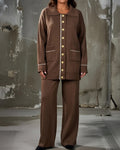 Women's Ribbed Button-Front Pants Set