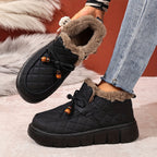 Damen-Steckschuhe mit Steppdesign und Kunstfellfutter