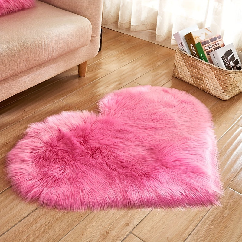 Heart Shaped Faux Fur Rug