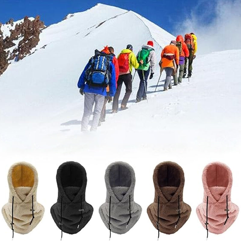 Plush Hooded Neck Warmer with Adjustable Drawcord