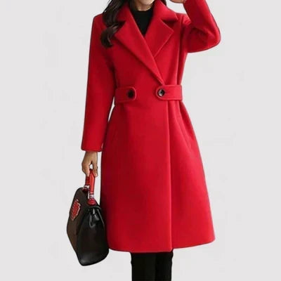 Manteau long à revers croisé pour femme