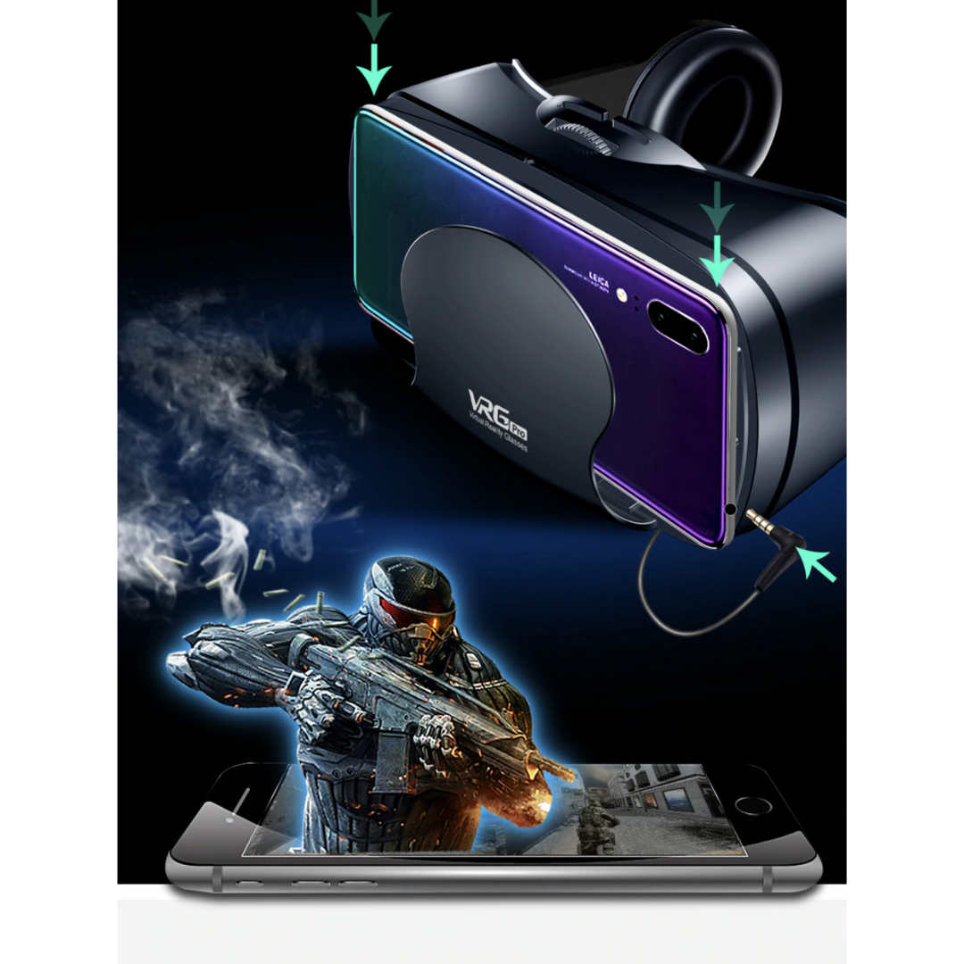 Visore VR per smartphone con cuffie integrate e lenti regolabili
