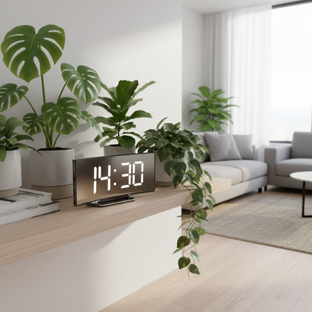 Buet LED-digitalvækkeur med dæmpbart display