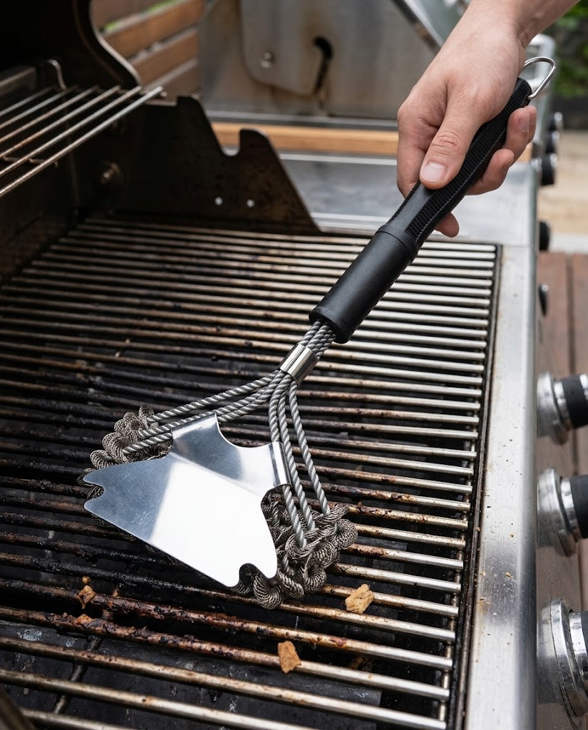 BBQ-Grillbürste aus Edelstahl mit langem Griff