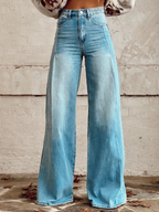 Jeans de pierna ancha y cintura alta para mujer