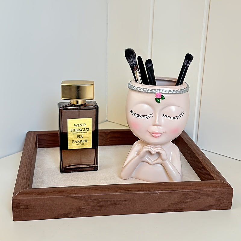 Organizador de brochas de maquillaje con forma de rostro