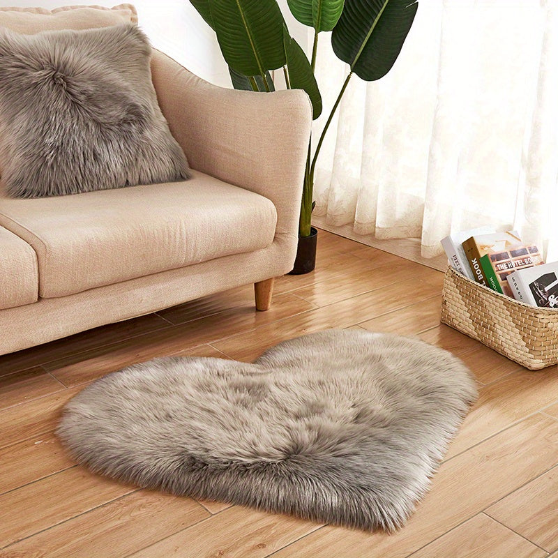 Heart Shaped Faux Fur Rug