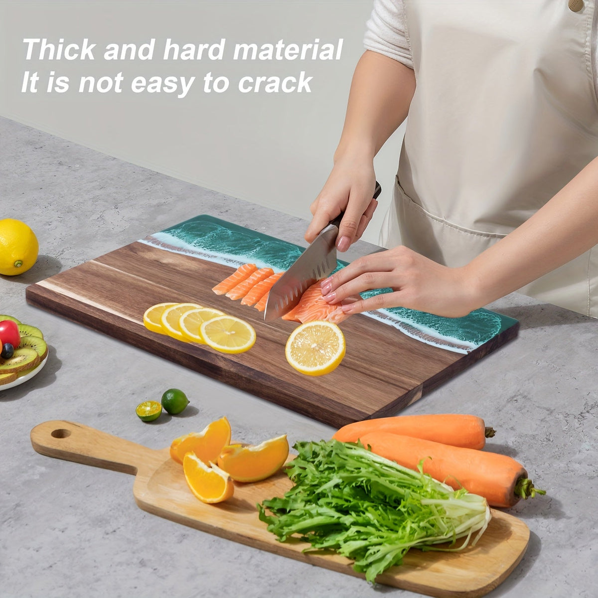 Acacia Wood Cutting Board with Ocean Resin Inlay