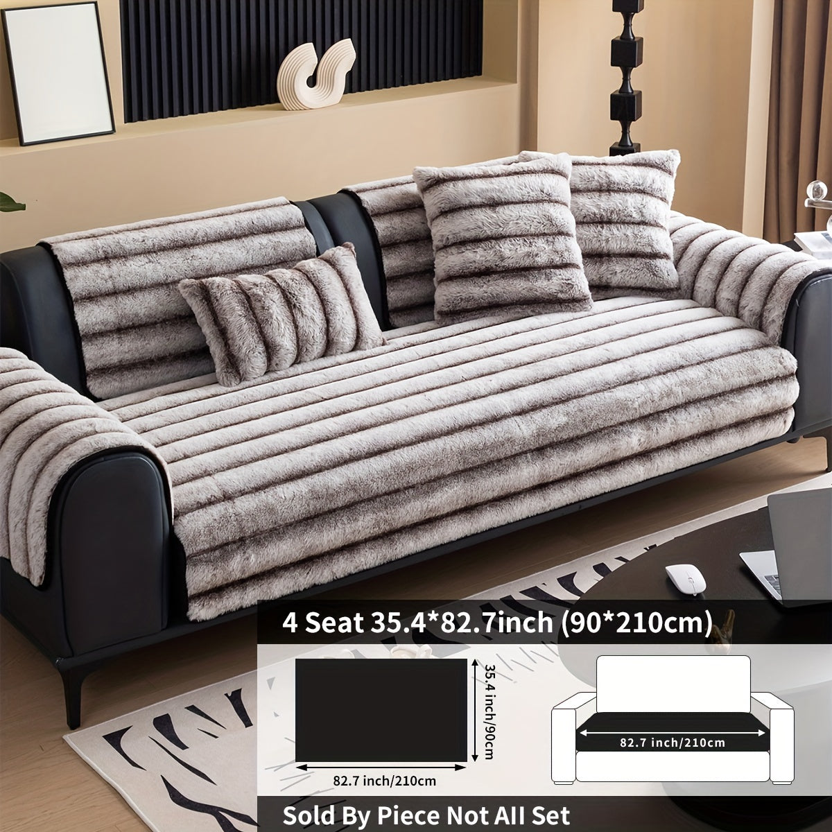 Plush Ribbed Sofa Cover