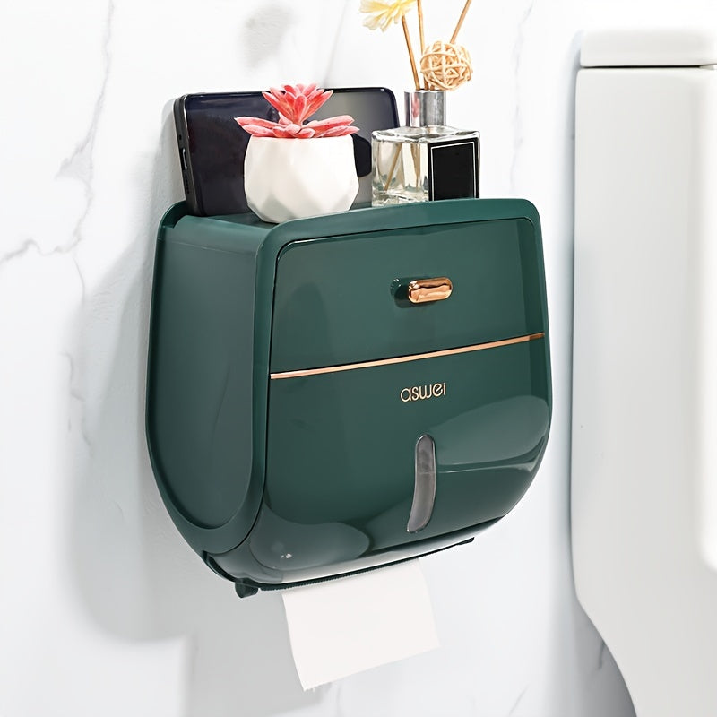 Wall-Mounted Toilet Roll Holder with Storage
