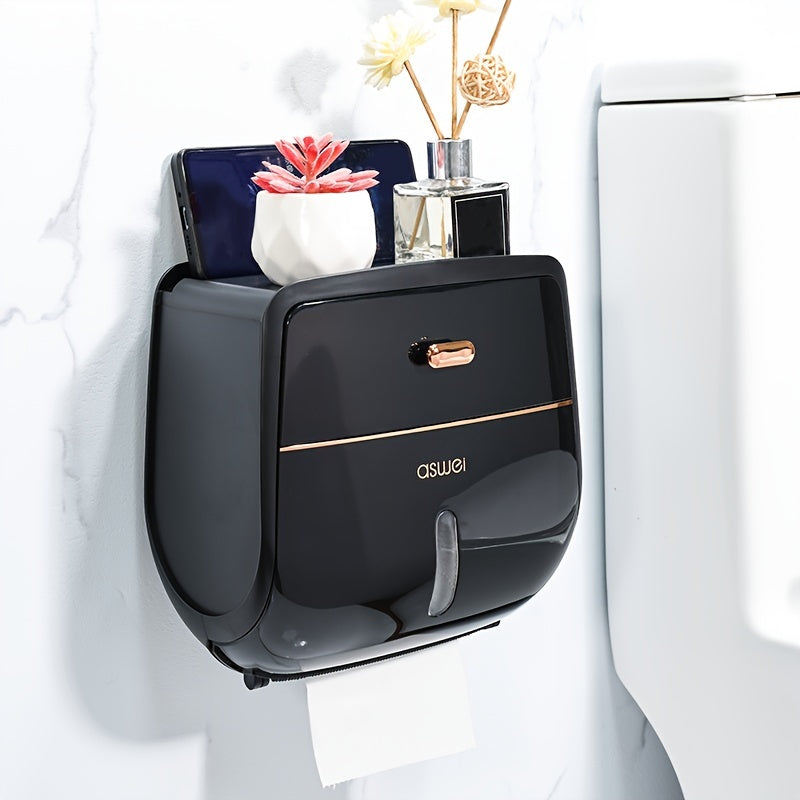 Wall-Mounted Toilet Roll Holder with Storage