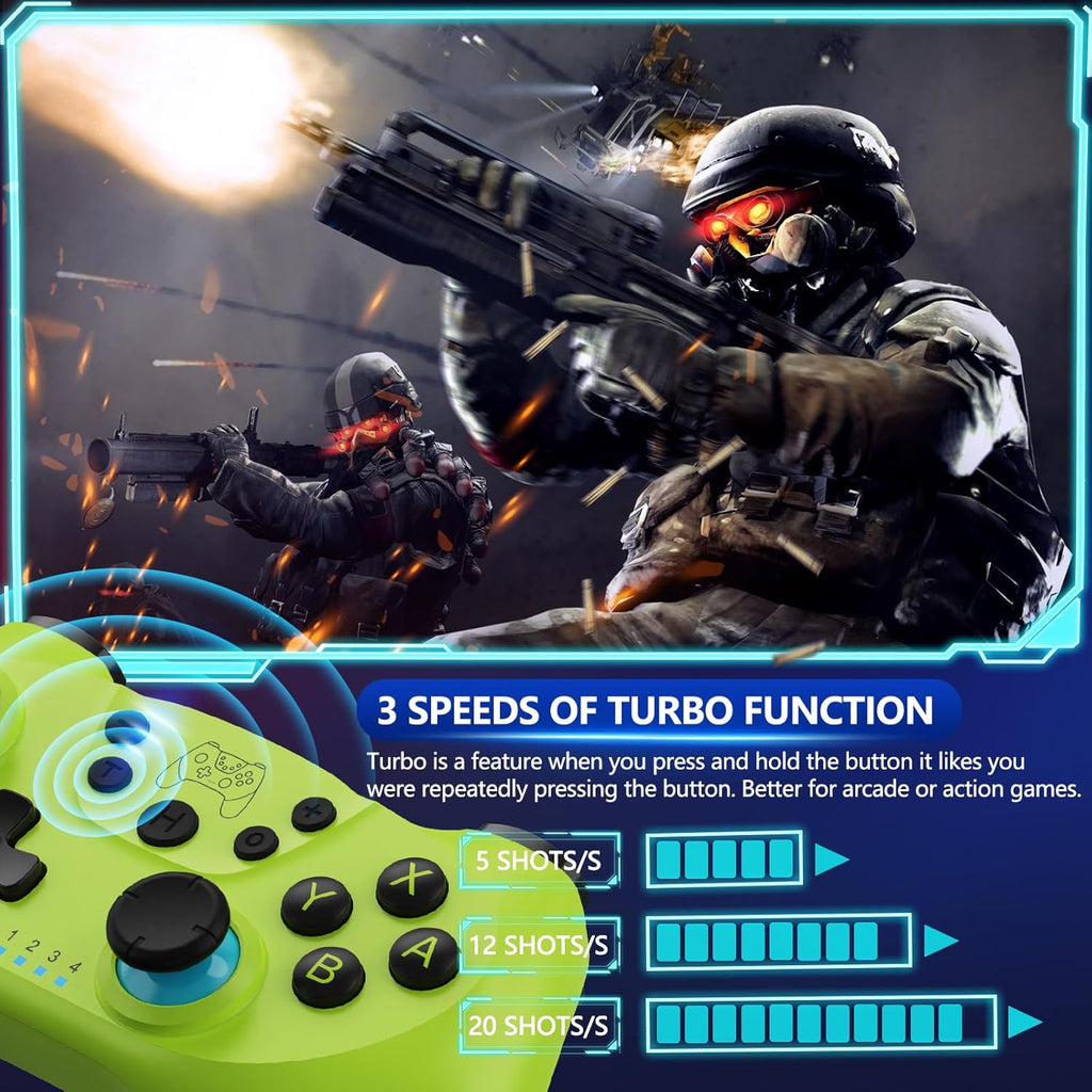 Control de juego ergonómico de estilo inalámbrico con dos joysticks y cable de carga USB