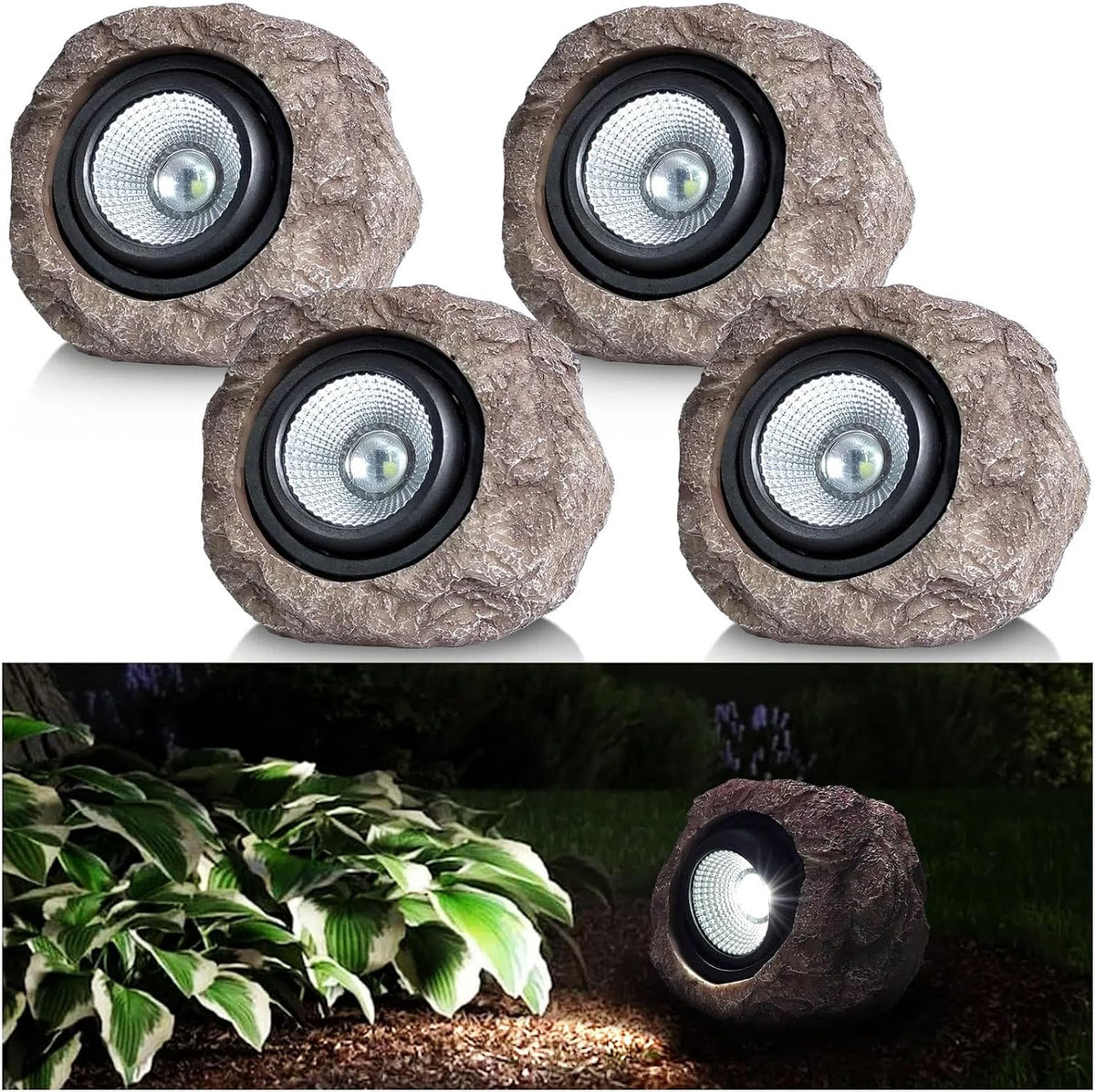 RockBright solcellelampe til havegange med stenlook