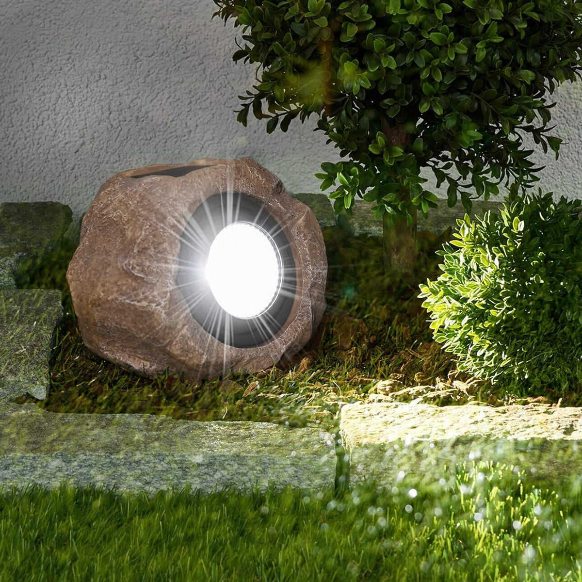 RockBright solcellelampe til havegange med stenlook
