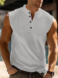 Herre ærmeløs Henley tanktop med ståkrave  