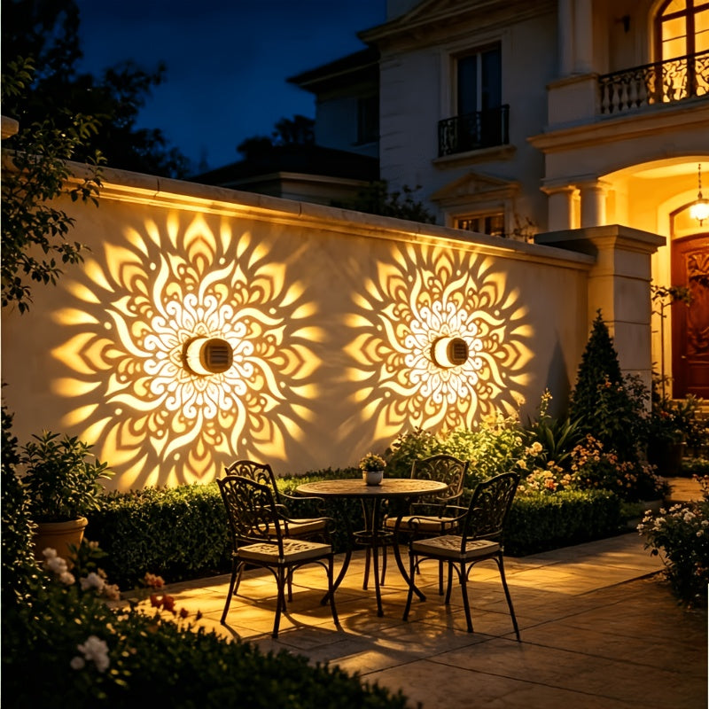 Luz de jardín con proyección de patrones solares