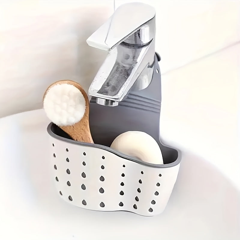Sink Sponge Holder with Drainage Design and Faucet-Mounted Kitchen Organizer