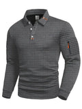 Camiseta polo de hombre con botones hasta el cuarto, manga larga y textura