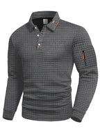 Camiseta polo de hombre con botones hasta el cuarto, manga larga y textura