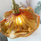 Vintageblommig pendellampa i glas