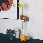 Sculptural Hand Wall Vase with Glass Tube