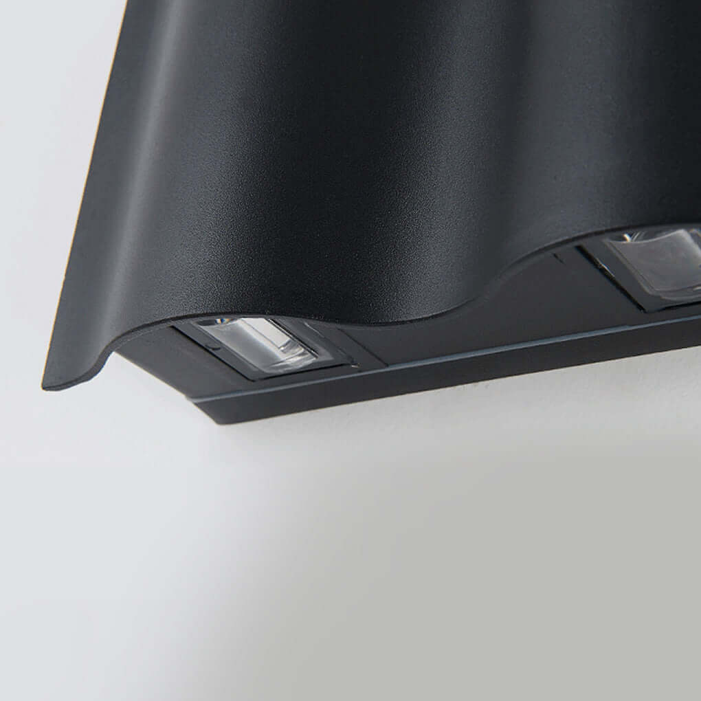 Lampada da parete moderna a LED per esterni a onda con luce rivolta verso l'alto e verso il basso